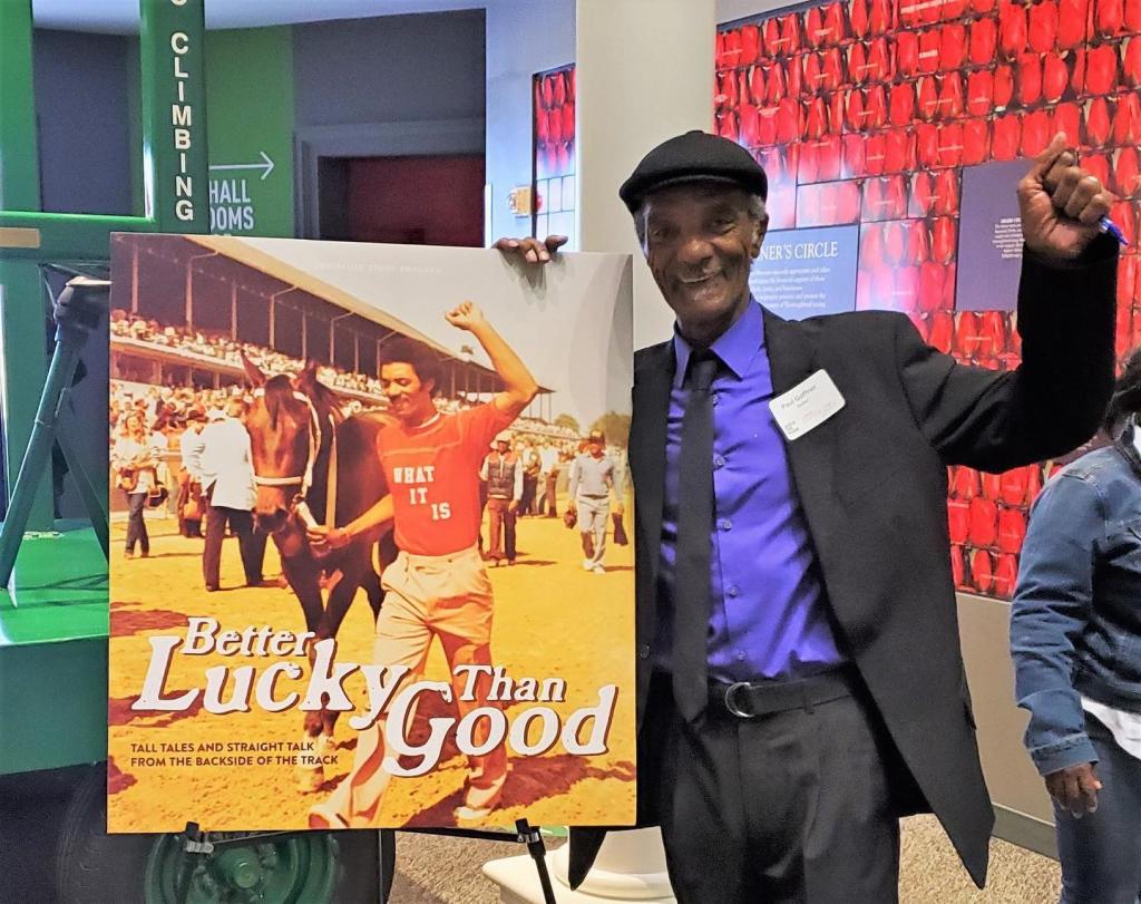 Paul Goffner recreates his moment with What It Is at the 1981 Kentucky Derby Trial. (Courtesy of Louisville Story Program)